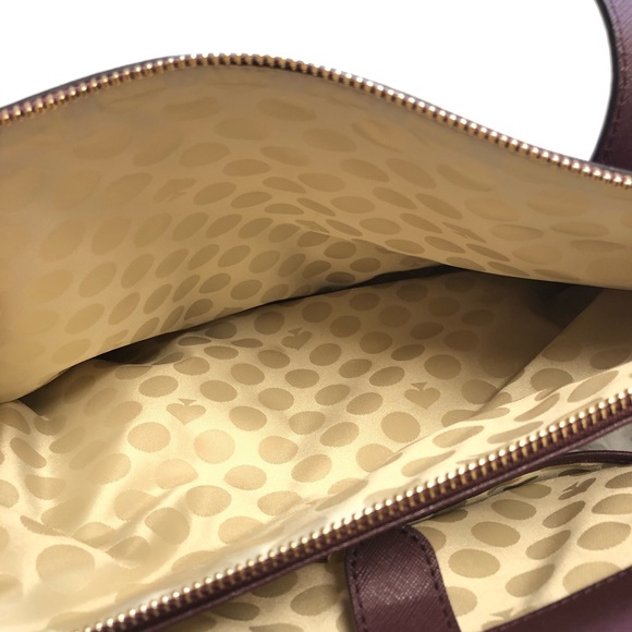 Kate Spade Tote Shoulder Bag Maroon Large Zipper - Picture 9 of 12